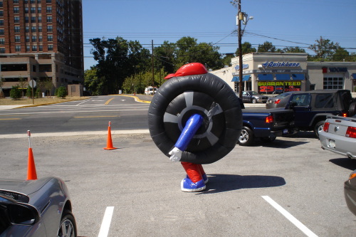 Inflatable Costumes tireman costume in action